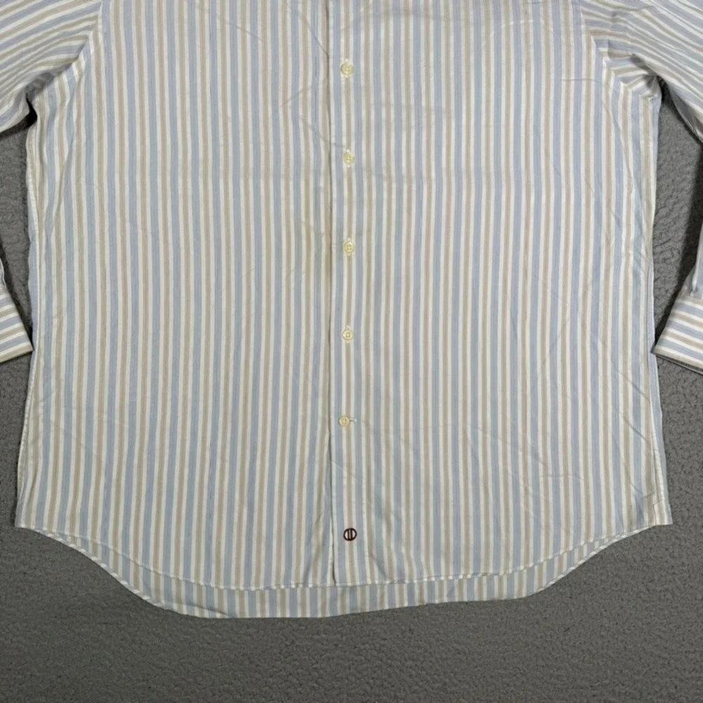 David Donahue Shirt Mens 17.5 34/35 Striped Casual Preppy Button Up Dress Cotton